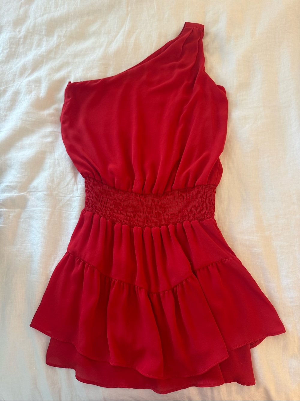 Red One-Shoulder Mini Dress - Brand Unspecified